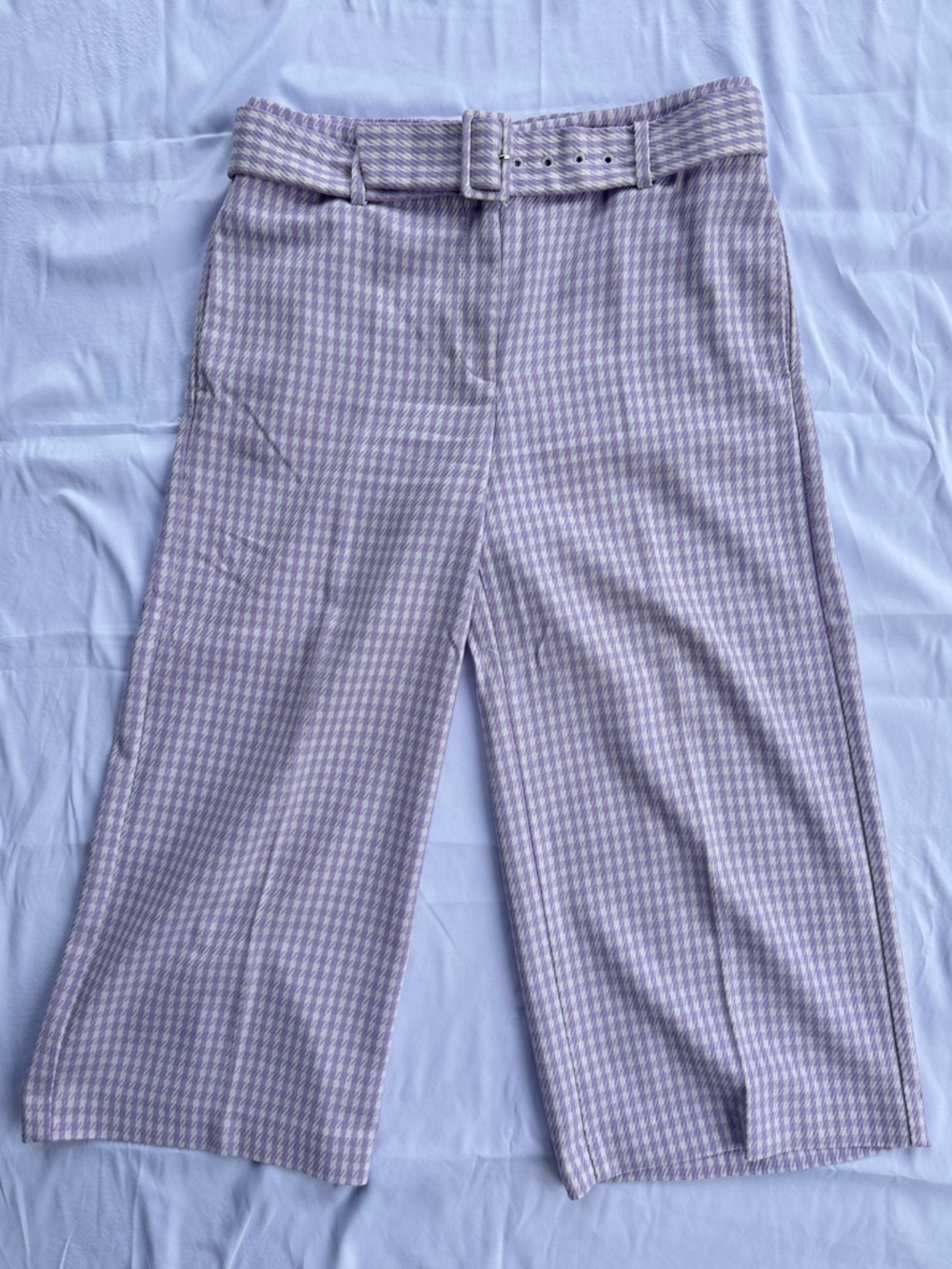 Ann Taylor Lavender Houndstooth Wide-Leg Pants with Belt